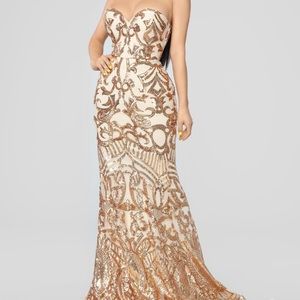 Nude and Gold Sequin Dress